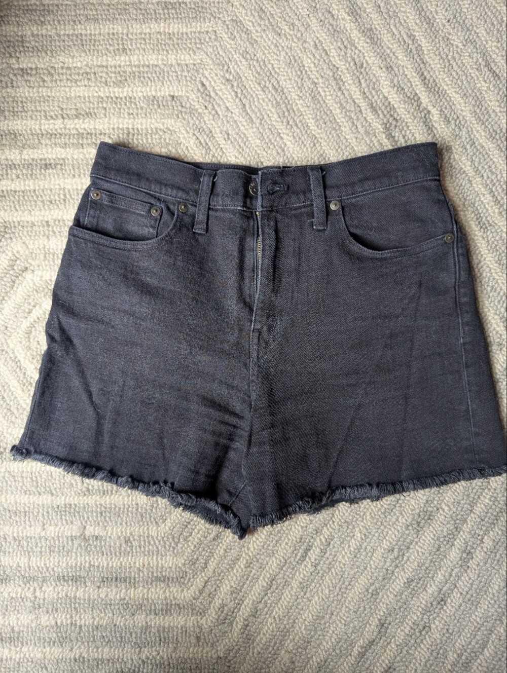 Madewell High-Rise Dark Gray Frayed Hem Women’s Denim Shorts